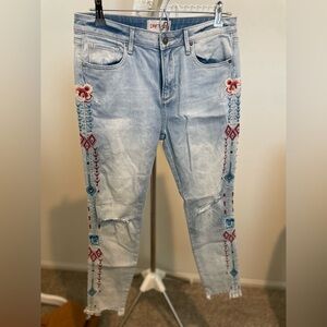 DRIFTWOOD Light Blue Embroidered Jeans